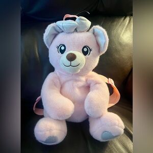Pink Plush Teddy Bear Back Pack Purse Adjustable Straps Children’s Size 14”